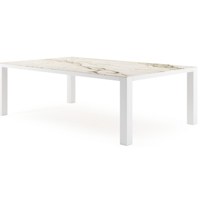 Nano tuintafel rechthoekig in wit aluminium en volkeramiek colorado dunes - L 240 x B 148 x H 75 cm