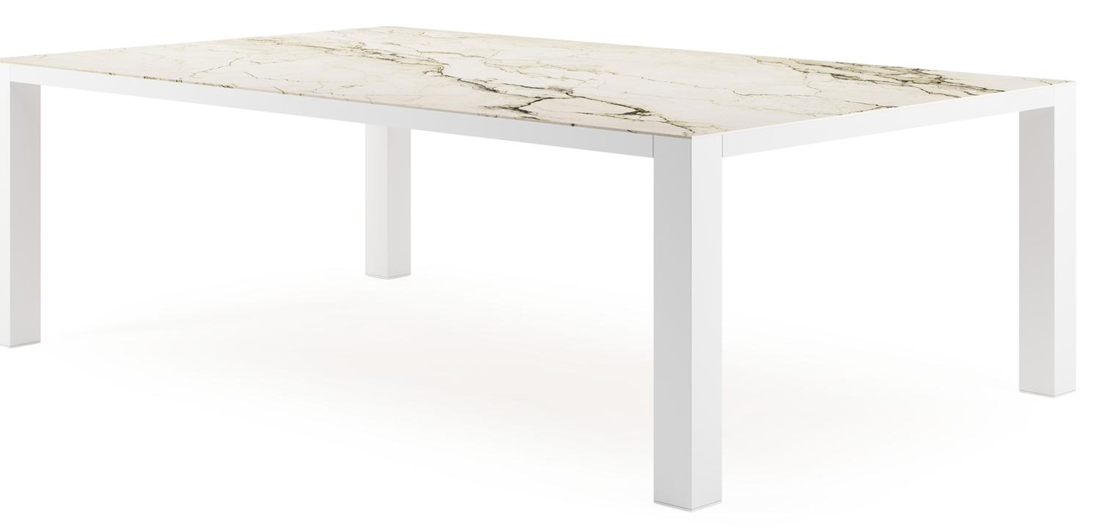 Nano tuintafel rechthoekig in wit aluminium en volkeramiek colorado dunes - L 240 x B 148 x H 75 cm