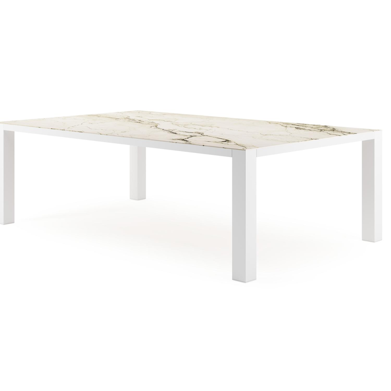 Nano tuintafel rechthoekig in wit aluminium en volkeramiek colorado dunes - L 240 x B 148 x H 75 cm