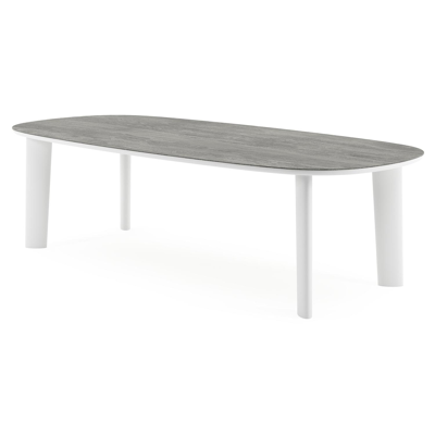 Amico tuintafel bombo in wit aluminium en volkeramiek Aspen Grey - L 270 x B 125 x H 73.5 cm