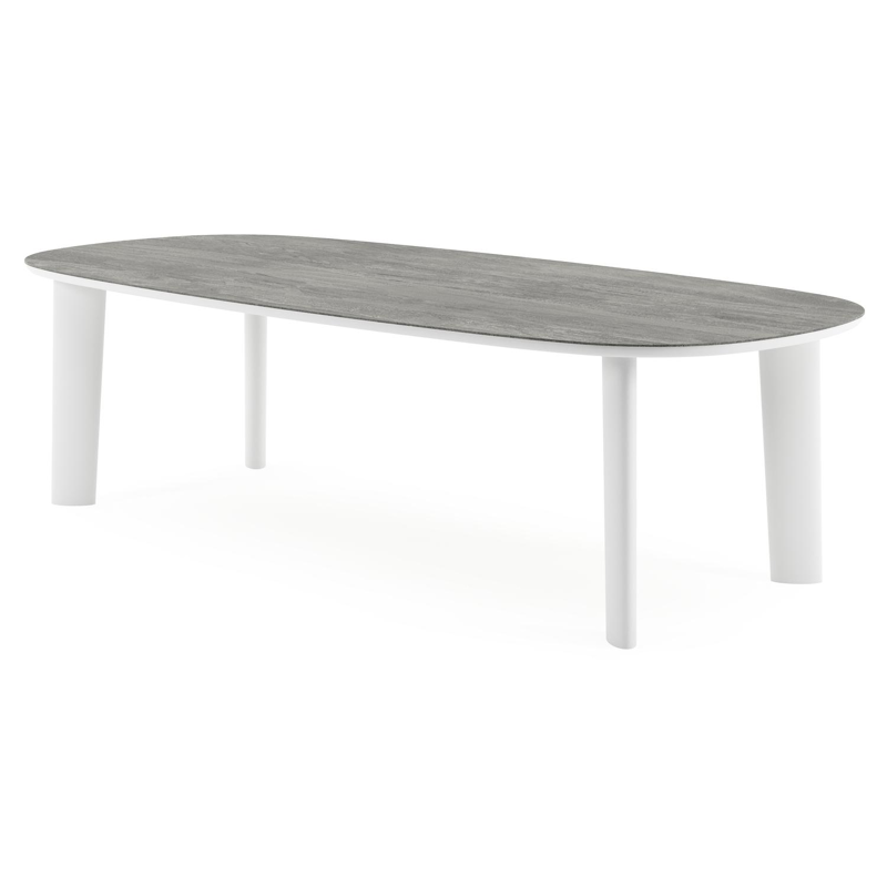 Amico tuintafel bombo in wit aluminium en volkeramiek Aspen Grey - L 270 x B 125 x H 73.5 cm