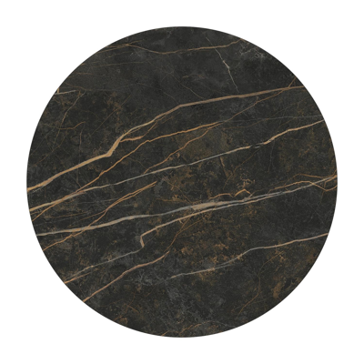 Fano low dining loungetafel rond in beige aluminium en volkeramiek Black Obsession - Dia. 65 x H 40 cm