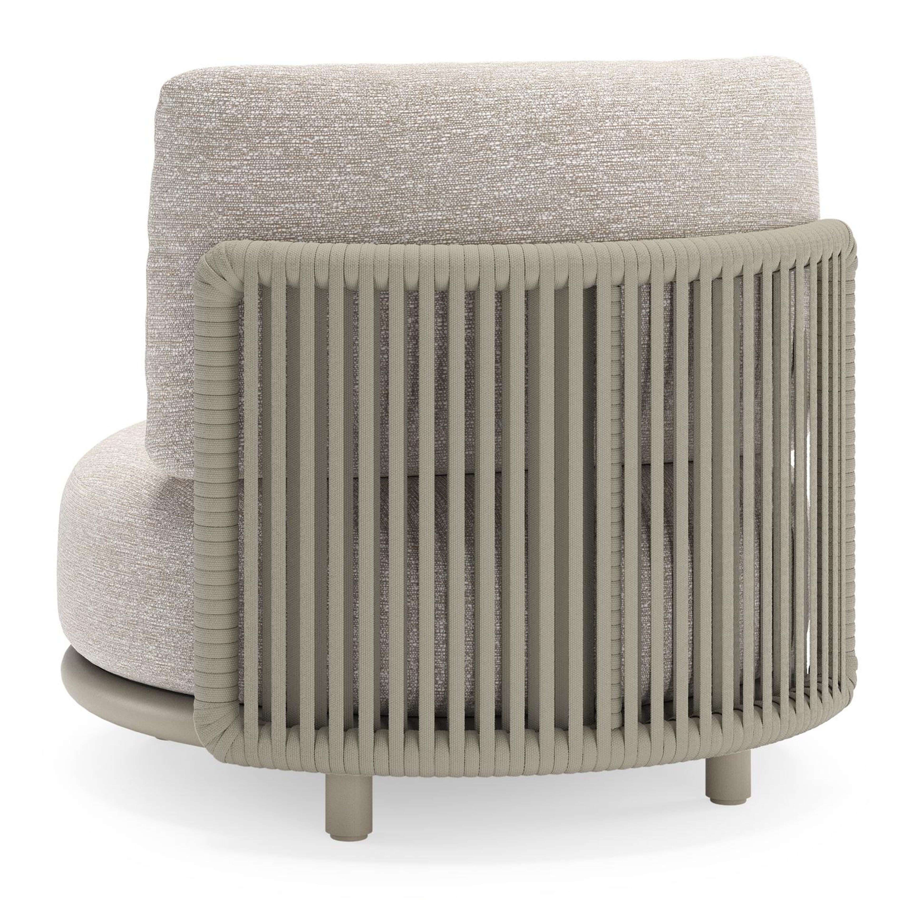 Lomano loungestoel in beige aluminium en beige verticaal geweven luxe vlakke rope met Tundra Sand all weather sunbrellaÂ® luxe