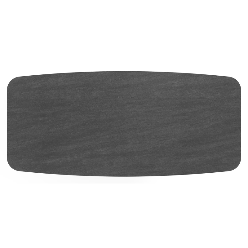 Lacrima tuintafel bootvorm in beige aluminium en volkeramiek Basalt Black - L 255 x B 115 x H 74 cm