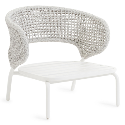 Donato loungezetel 1-zit in wit aluminium en wit wicker met lopi ash all weather sunbrella® luxe kussen