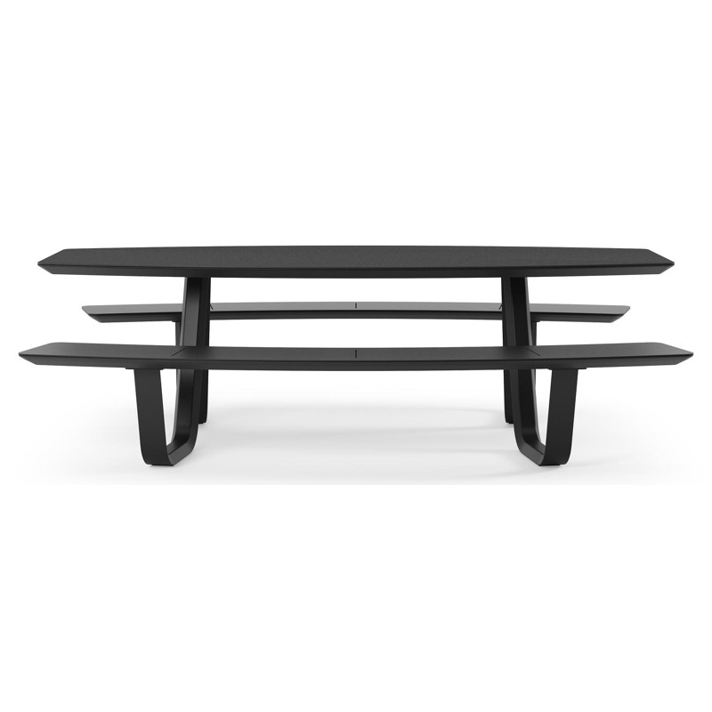 Table de pique-nique Forno forme de bateau en aluminium noir et céramique pleine Nero Black - Lg. 240 x Lrg. 181 x Haut. 72 cm
