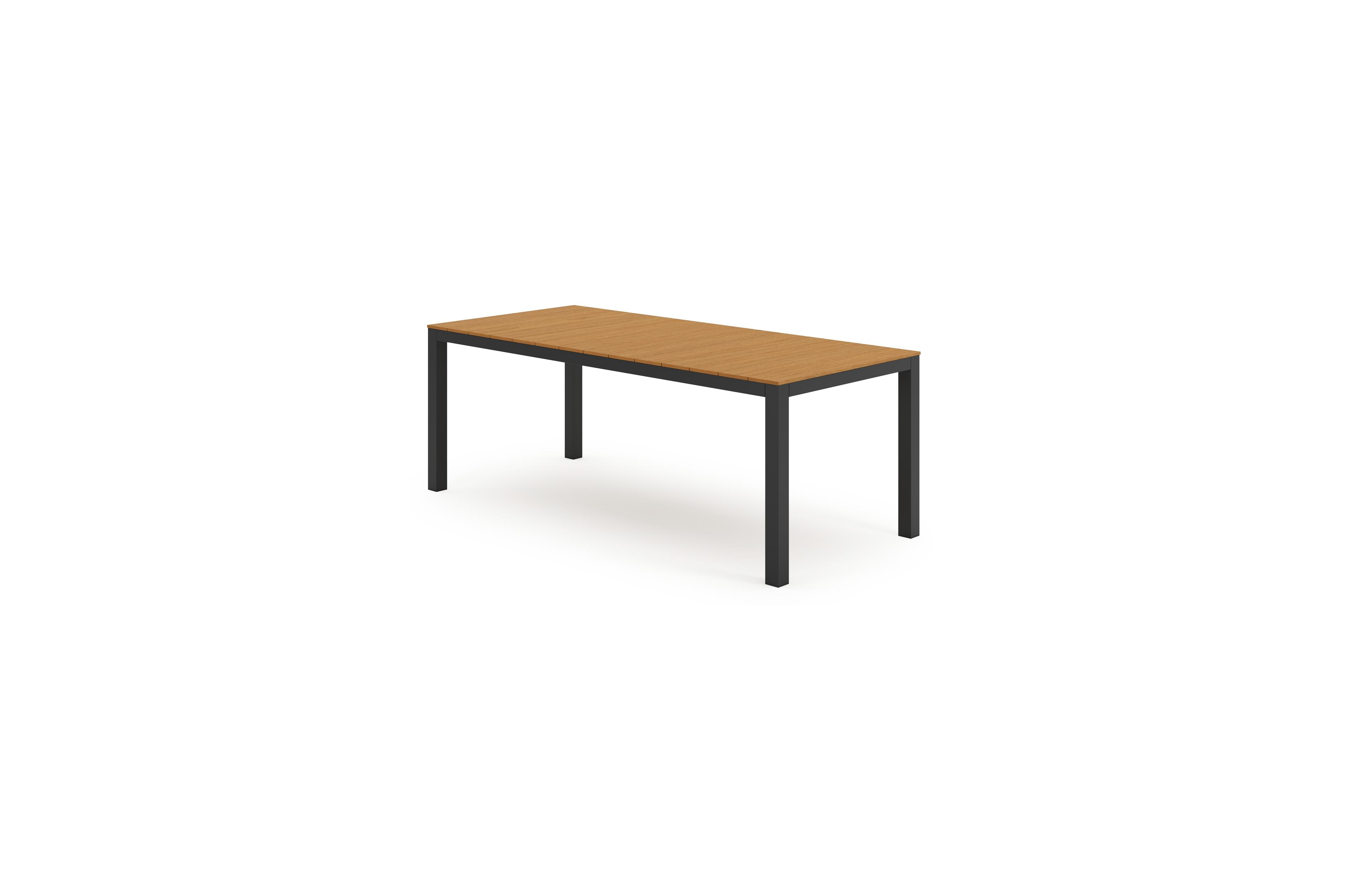 Toma tuintafel in zwart aluminium en polywood - L 200 x B 90 x H 73 cm