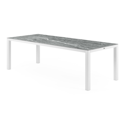 Table de jardin Como en aluminium blanc et ceramique pleine mar del plata - Lg. 240 x Larg. 100 x H 75,6 cm