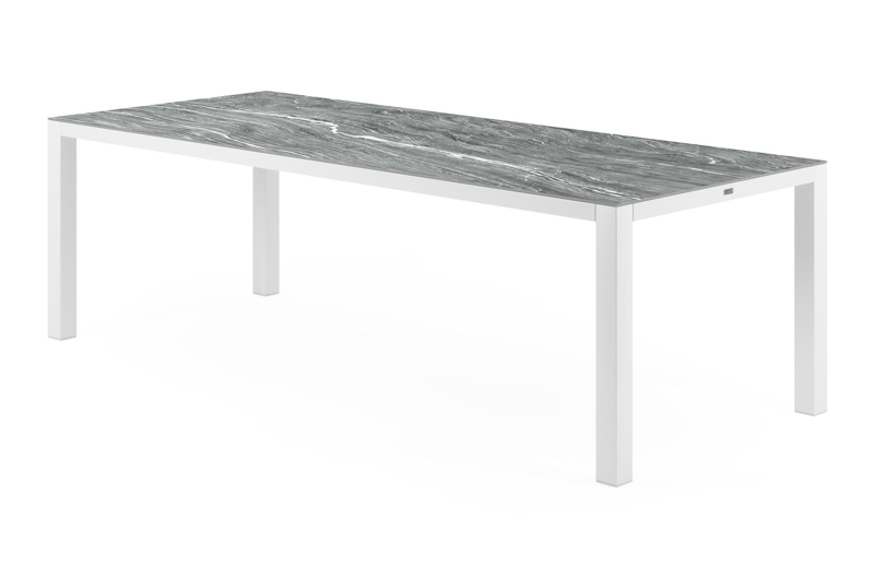Como tuintafel in wit aluminium en volkeramiek mar del plata - L 240 x B 100 x H 75,6 cm