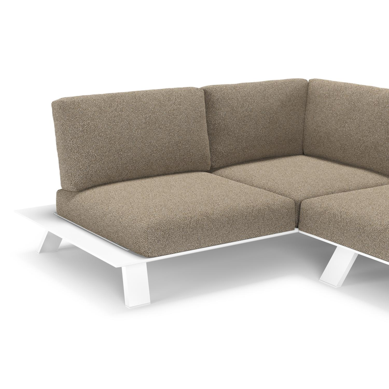 Cesano loungehoek in wit aluminium met madagascar burch all weather Cosytica kussen