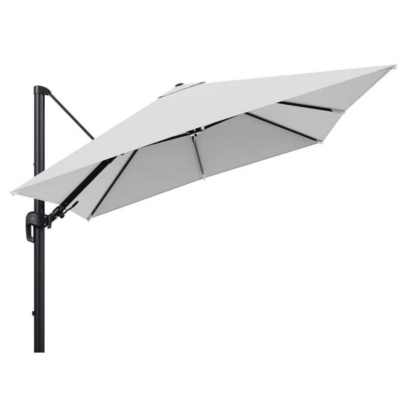 Rufina zweefparasol tiltfunctie in zwart aluminium en parasoldoek in All Weather Solica Soul Optik  - L1 300 x L2 300 cm (zonder voet) (zonder voet)