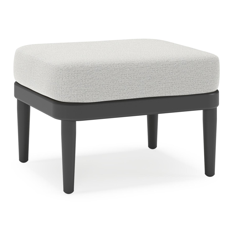 Pouf Orso en aluminium noir et coussins en all weather sunbrella® luxe Savane Nimbus