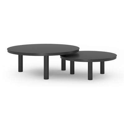 Lindo loungetafels in zwart aluminium - Dia. 85 x H 27 cm, 65 x H 21 cm