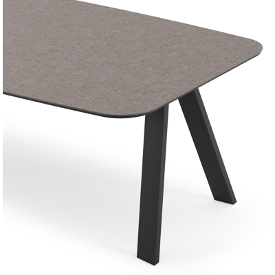 Cesano tuintafel bootvorm in zwart aluminium en volkeramiek wulong - L 255 x B 115 x H 75 cm