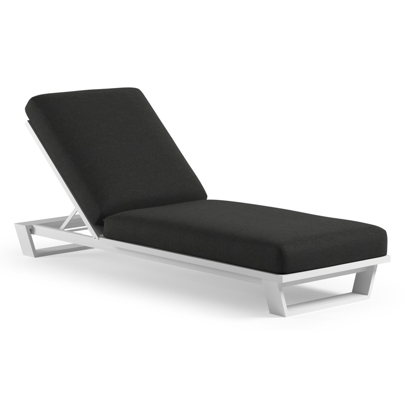Pagino verstelbaar ligbed in wit aluminium met chartres sooty all weather Sunbrella® luxe kussen