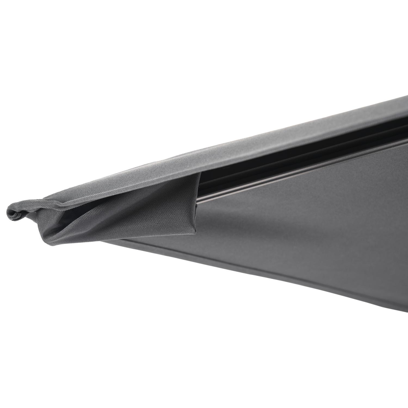 Avola zweefparasol met tiltfunctie in zwart aluminium met grijs sunbrella® premium parasoldoek - L1 300 x L2 300 cm (zonder voet)