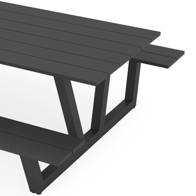 Felino picknicktafel in zwart aluminium - L 220 x B 176 x H 76 cm