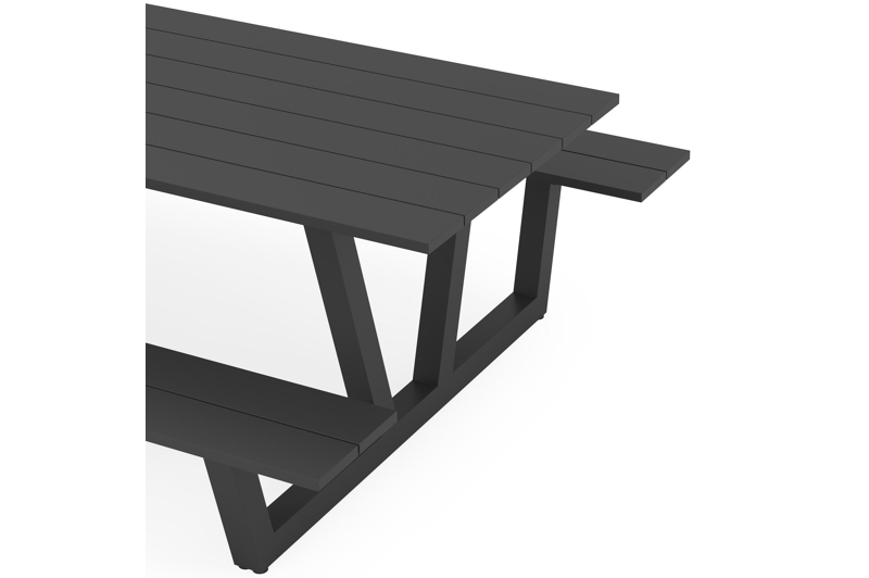 Felino picknicktafel in zwart aluminium - L 220 x B 176 x H 76 cm