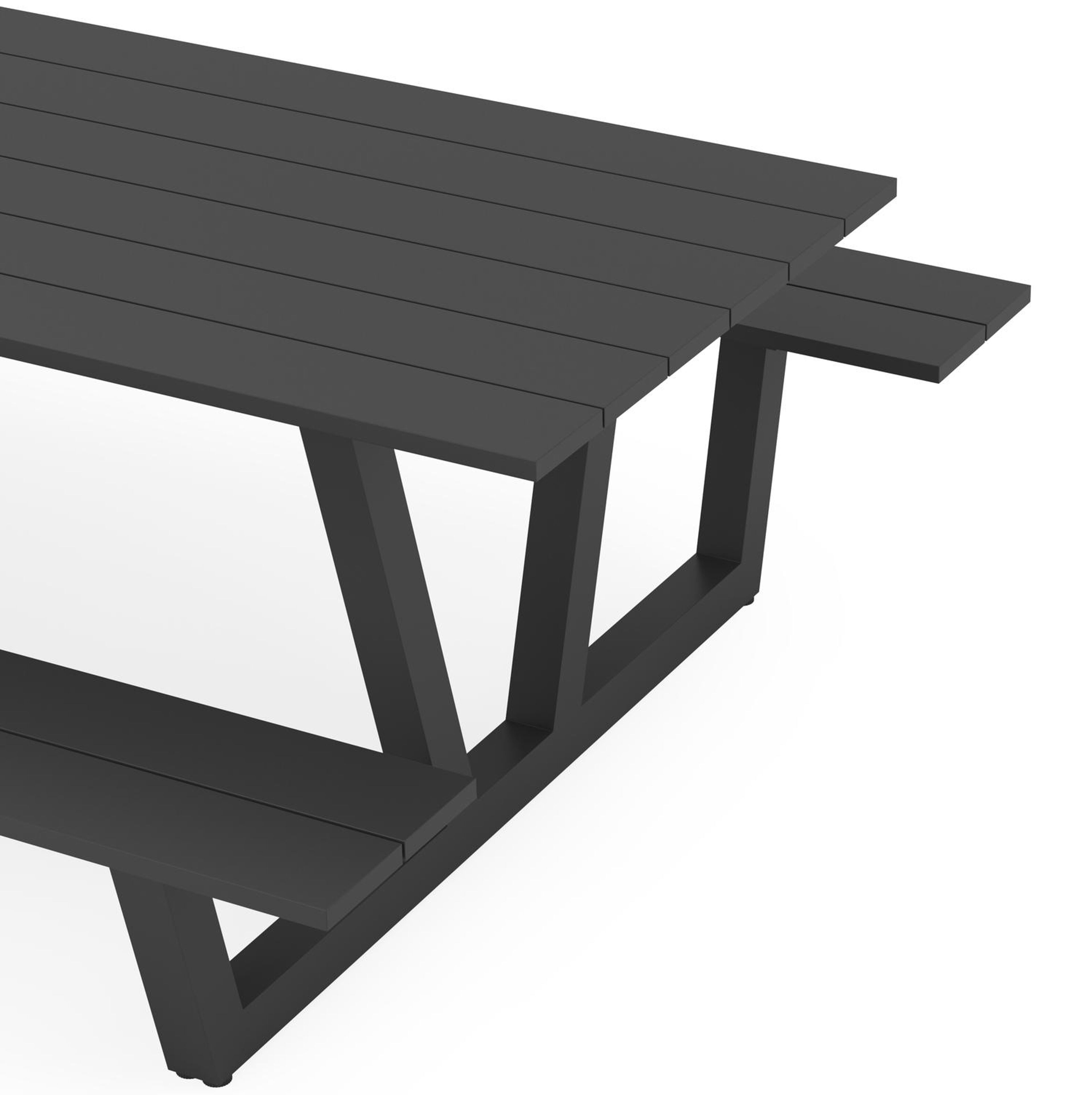 Table de pique-nique Felino en aluminium noir - Lg 220 x Larg 176 x H 76 cm