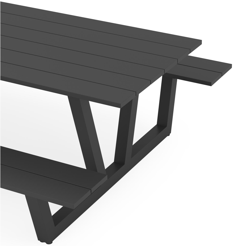 Felino picknicktafel in zwart aluminium - L 220 x B 176 x H 76 cm
