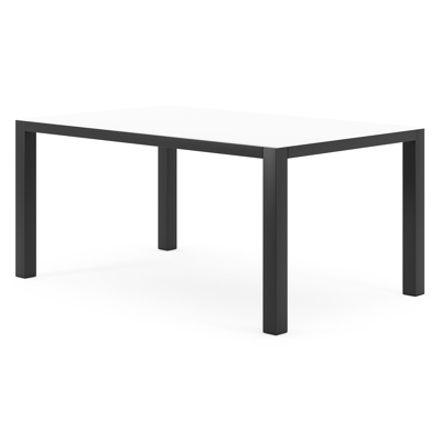 Table de jardin Como en aluminium noir et céramique pleine Arctic White - Lg. 160 x Lrg. 100 x Haut. 75 cm