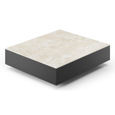 Como loungetafel rechthoekig in zwart aluminium en volkeramiek Rapolano - L 70 x B 80 x H 20 cm