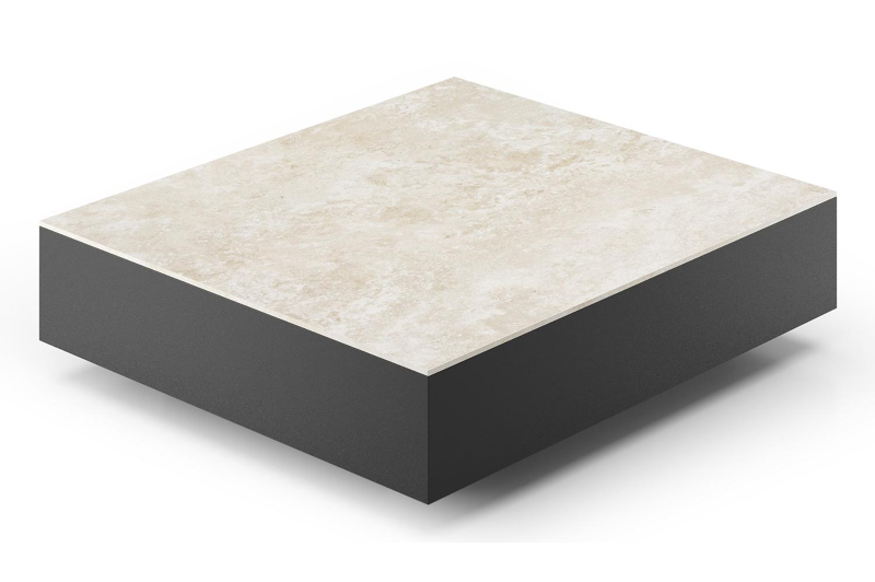 Como loungetafel rechthoekig in zwart aluminium en volkeramiek Rapolano - L 70 x B 80 x H 20 cm