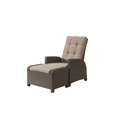 Roma loungeset in bruine wicker met polyester kussens bruin-lichtbruin - wicker en polyester - 2 personen
