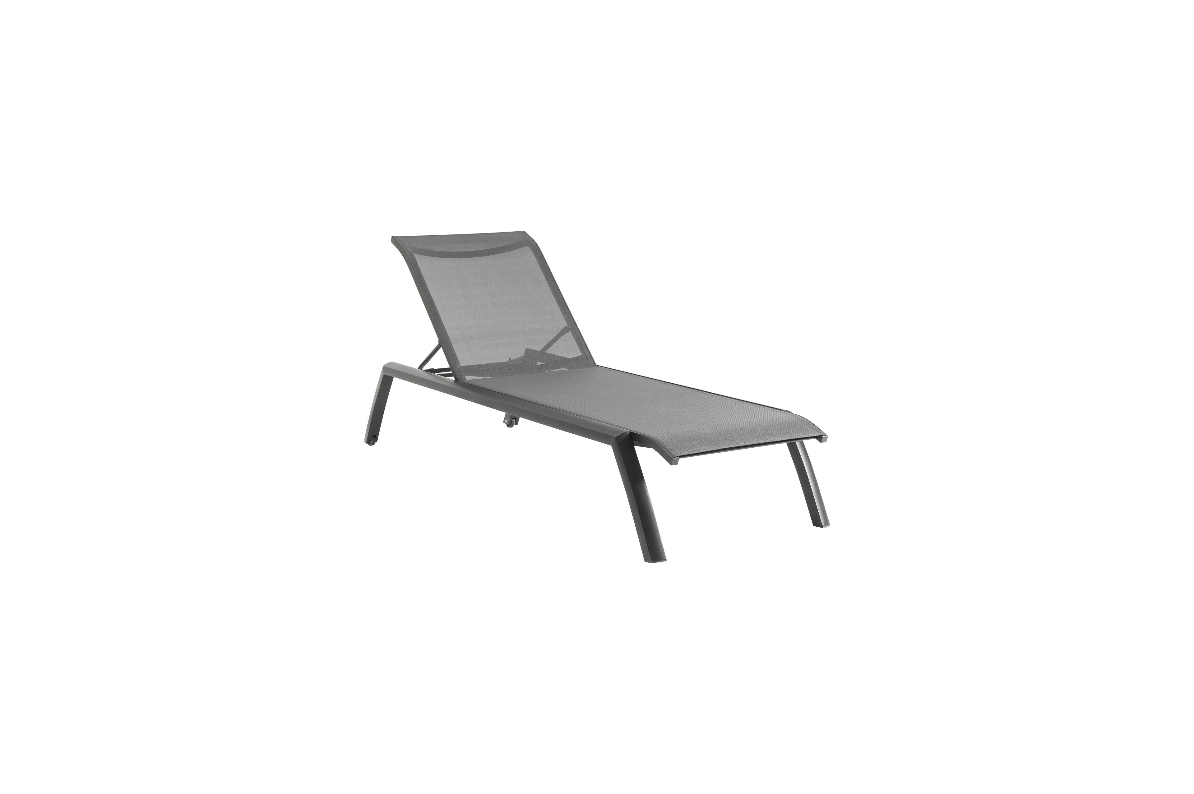 Bari verstelbaar ligbed in zwart aluminium met grijs textileen