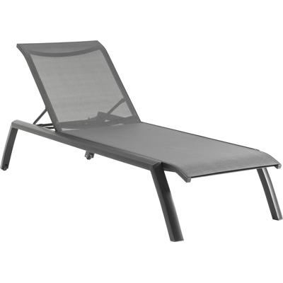 Bari verstelbaar ligbed in zwart aluminium met grijs textilene