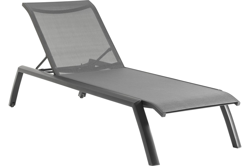 Bari verstelbaar ligbed in zwart aluminium met grijs textilene
