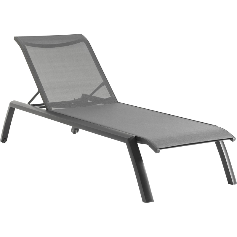 Bari verstelbaar ligbed in zwart aluminium met grijs textileen
