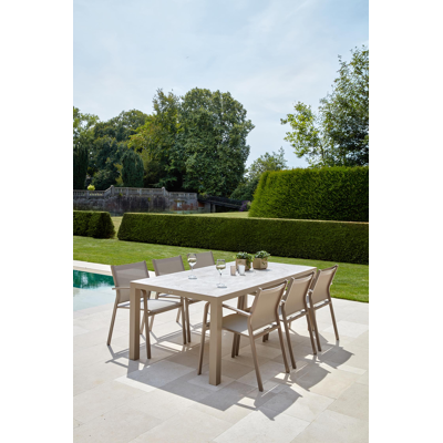 Lago stapelbare tuinstoel cappuccino - aluminium en textilene