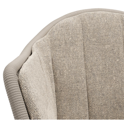 Pagino tuinstoel in teak en beige ronde wicker met kussen in chartres pewter all weather sunbrella® luxe