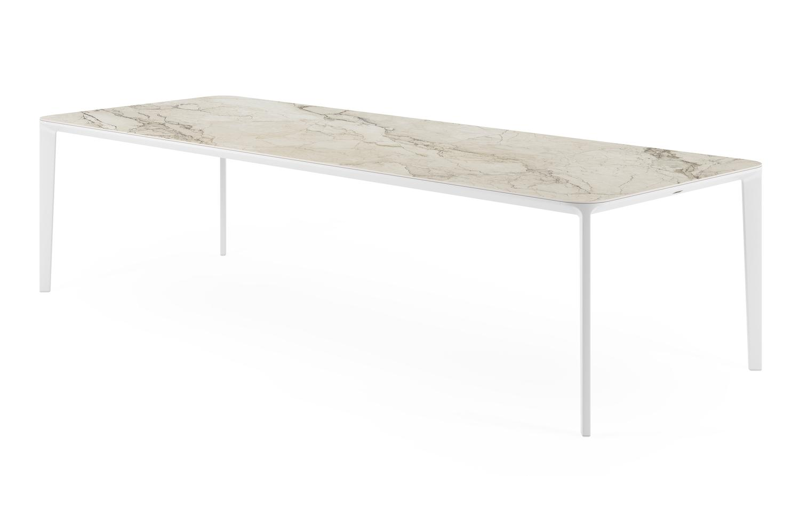 Urbino tuintafel rechthoekig afgerond in wit aluminium en volkeramiek colorado dunes - L 290 x B 110 x H 74 cm