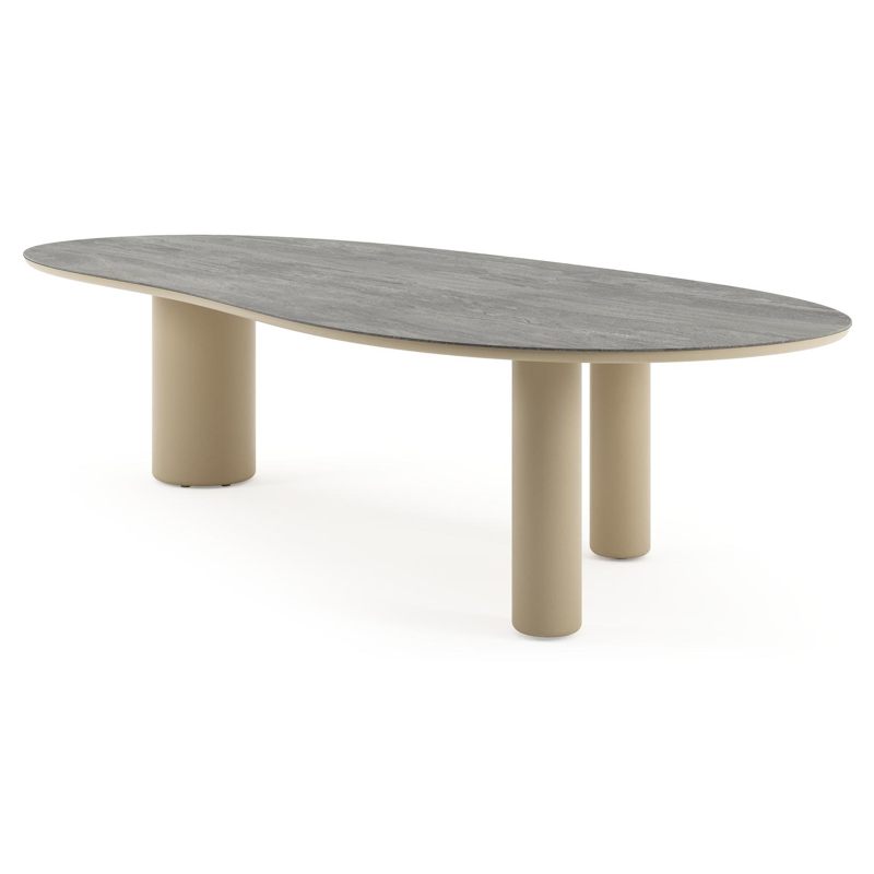 Amico tuintafel organisch in beige aluminium en volkeramiek Aspen Grey - L 320 x B 145 x H 73.5 cm
