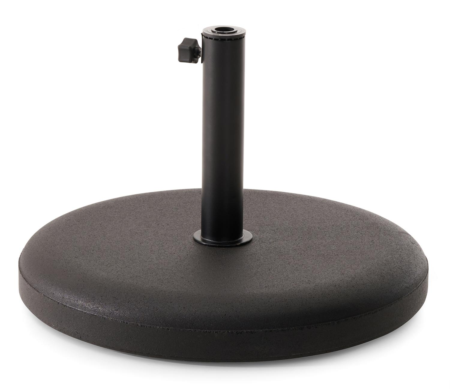 Umbria staanparasol in zwart aluminium en zwart Sunbrella® Premium parasoldoek - Dia. 250 cm met Plana parasolvoet 40 kg