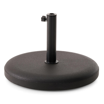 Umbria staanparasol in zwart aluminium en zwart Sunbrella® Premium parasoldoek - Dia. 250 cm met Plana parasolvoet 40 kg