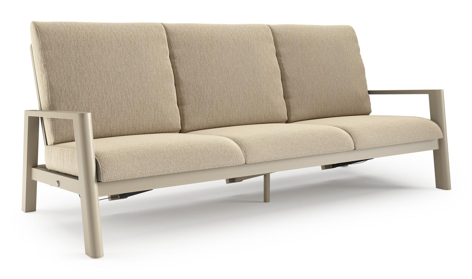 Cirello loungebank in beige aluminium met althea camel all weather cosytica kussen