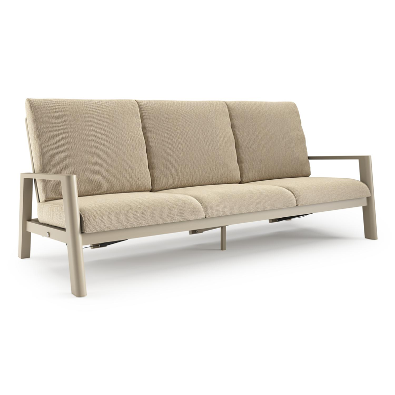 Cirello loungebank in beige aluminium met althea camel all weather cosytica kussen
