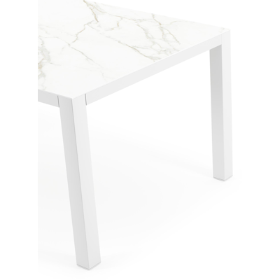 Como tuintafel in wit aluminium en volkeramiek calacatta - L 160 x B 100 x H 75 cm