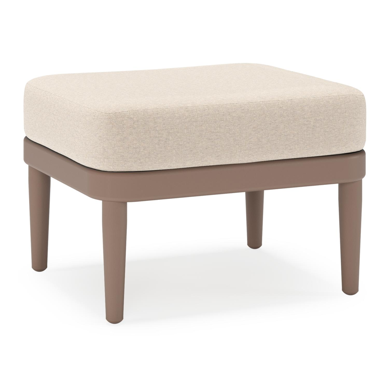 Orso poef in taupe aluminium met Heritage Ash all weather sunbrella® luxe kussen