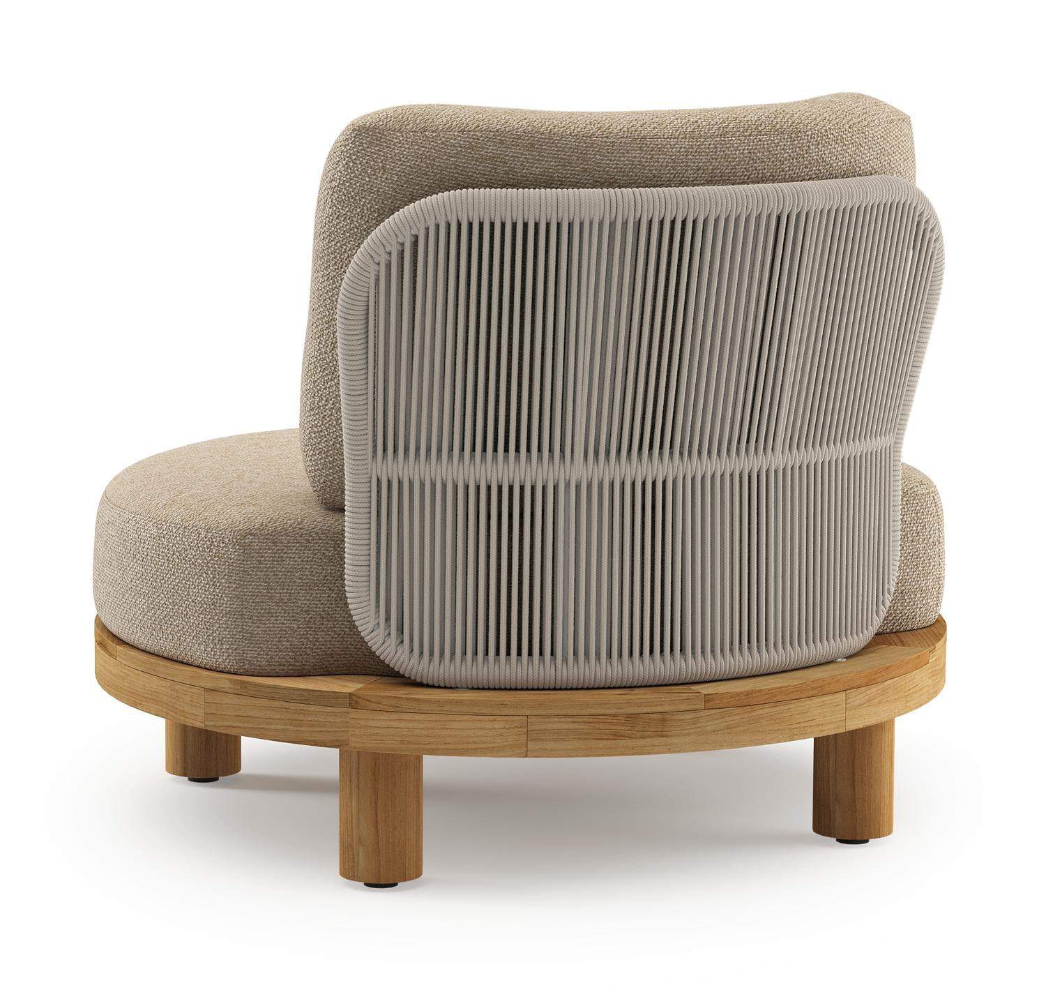 Donato loungestoel 1-zit in teak met madagascar oak all weather Casettica kussen