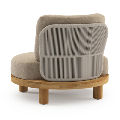 Donato loungestoel 1-zit in teak met madagascar oak all weather Casettica kussen