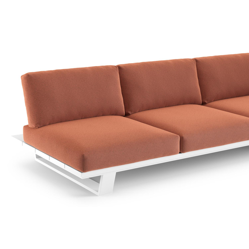 Pagino loungebank in wit aluminium met heritage rust all weather sunbrella® luxe kussen