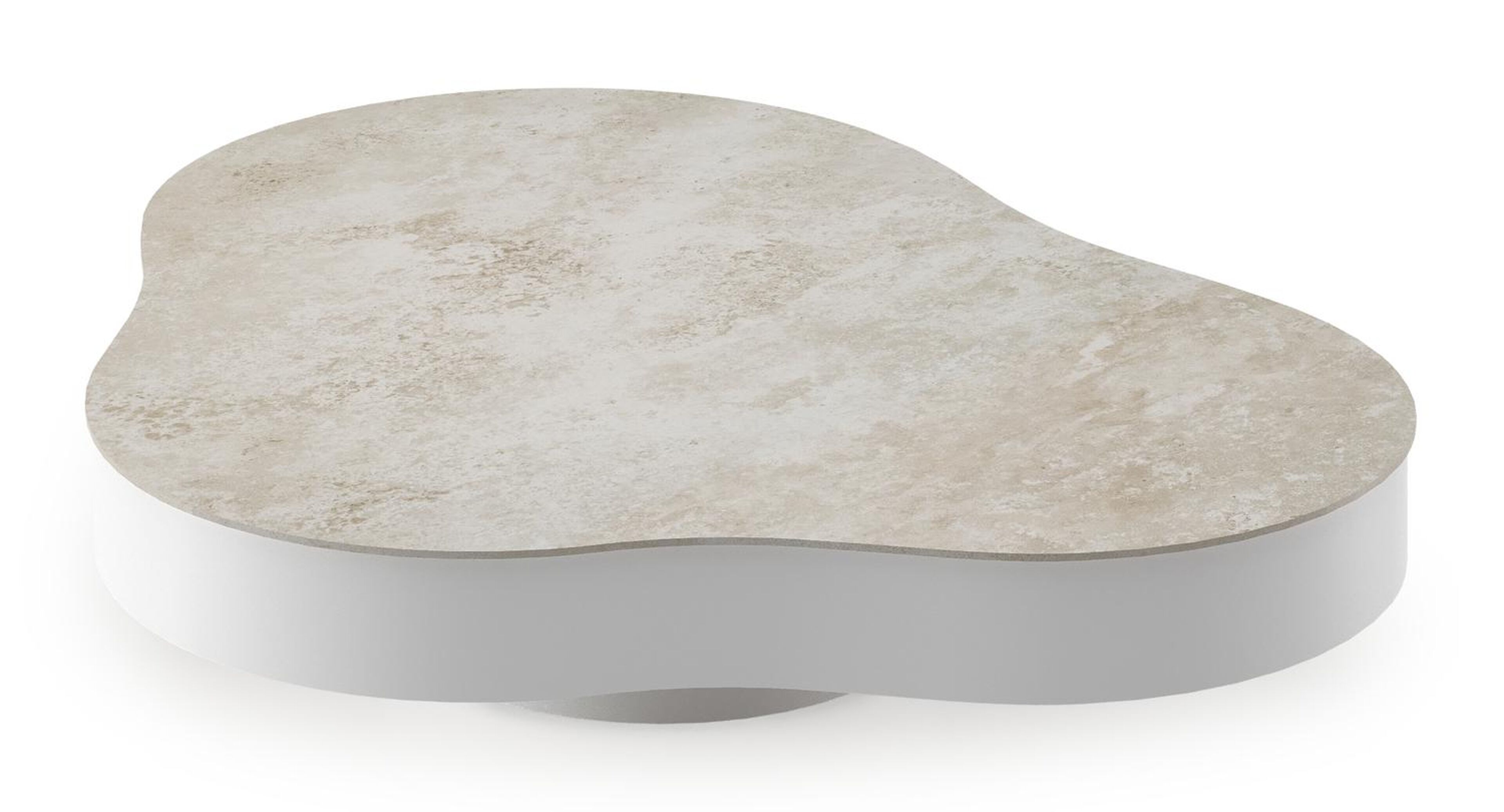 Lomano loungetafel in wit aluminium en volkeramiek Rapolano - L 131 x B 108 x H 25 cm