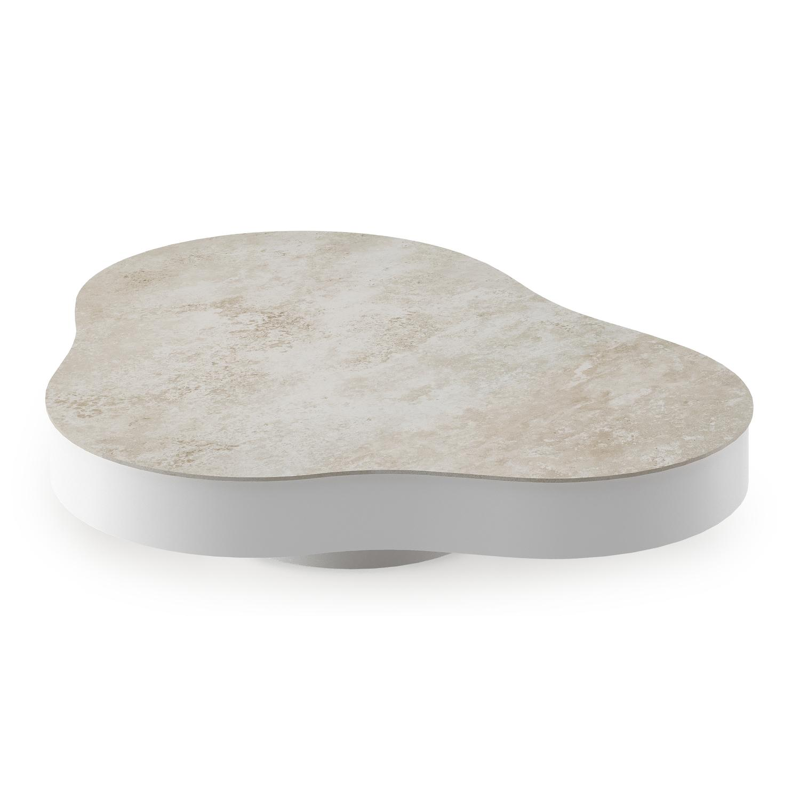 Lomano loungetafel in wit aluminium en volkeramiek Rapolano - L 131 x B 108 x H 25 cm