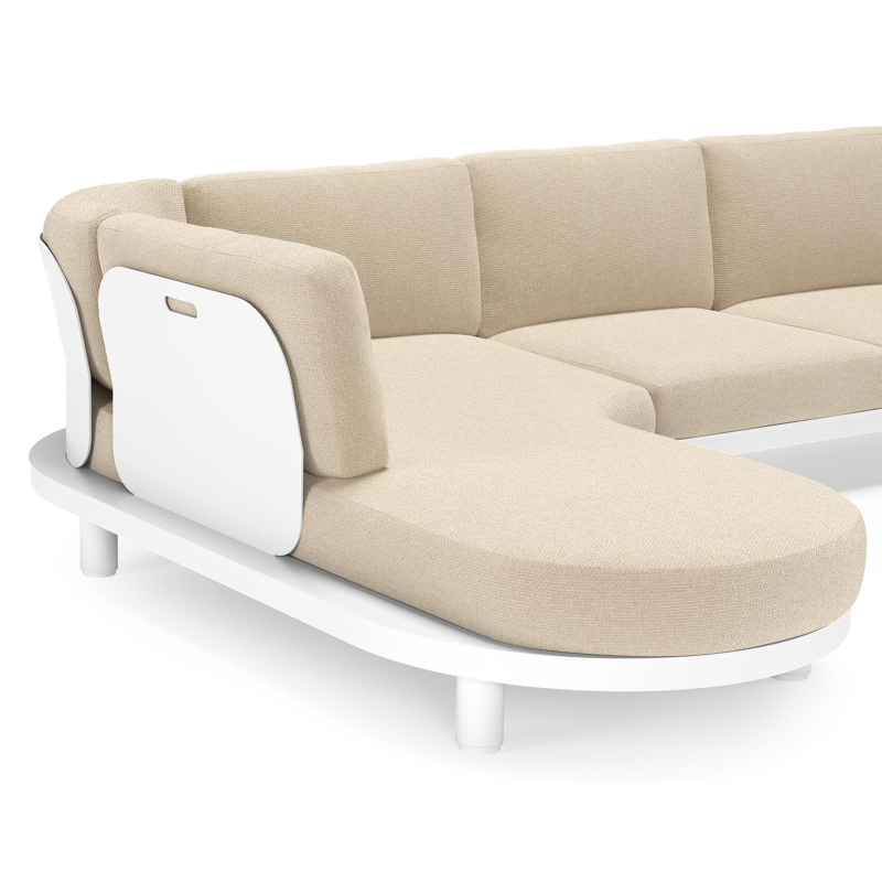 Donato loungehoek in wit aluminium met all weather cosytica Althea Chalk kussen