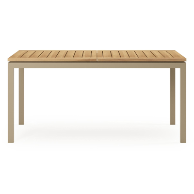Amalfi verlengbare tuintafel rechthoekig in beige aluminium en teak - L 156-214 x B 90 x H 75 cm