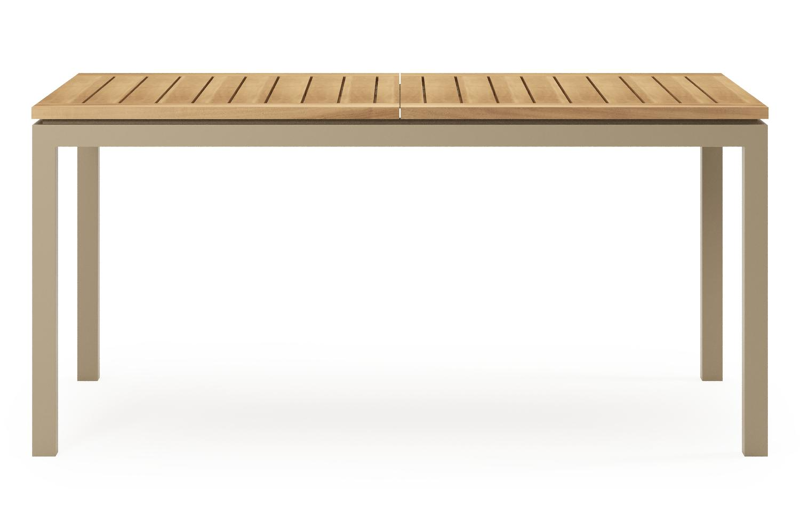 Amalfi verlengbare tuintafel rechthoekig in beige aluminium en teak - L 156-214 x B 90 x H 75 cm
